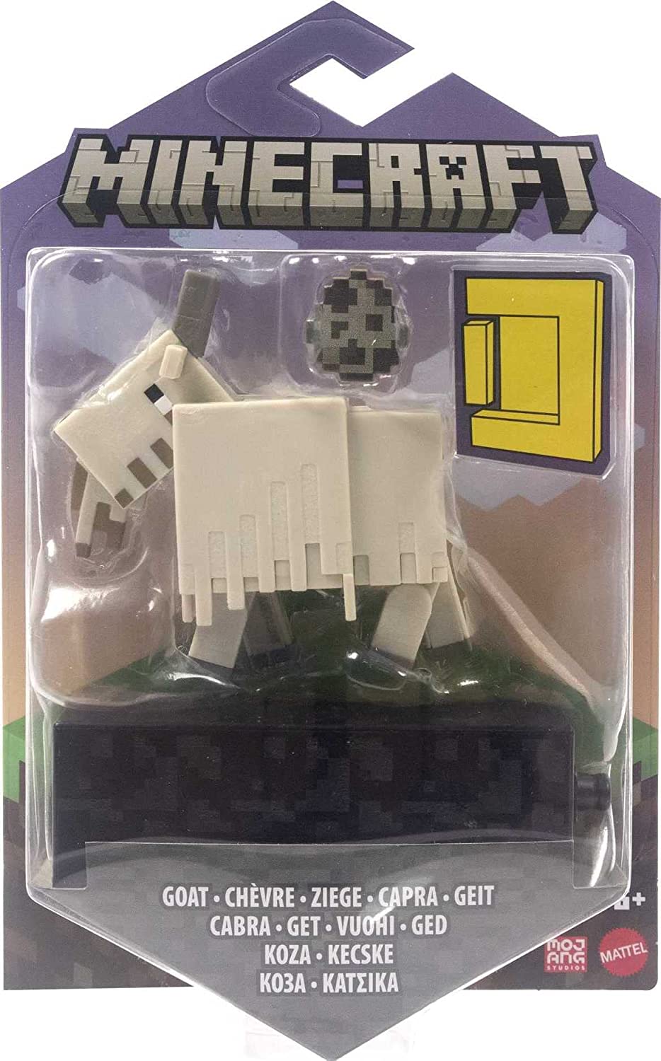 Minecraft Goat Figura de ação, 3,25 pol., com 1 peça Build-a-Portal e 1 acessório, brinquedo de construção inspirado em videogame, presente colecionável para fãs e crianças com mais de 6 anos, HDV15