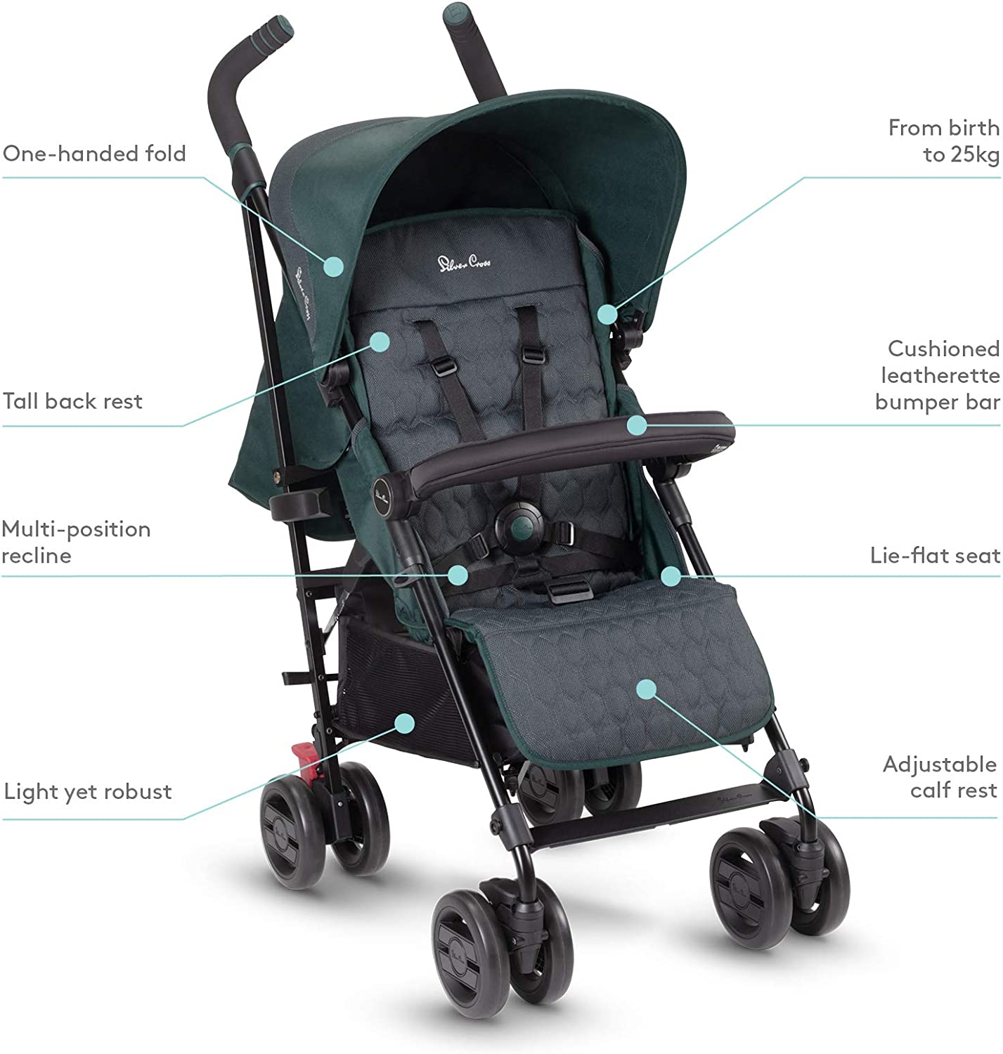 Silver Cross Pop carrinho de passeio, compacto e leve Floresta