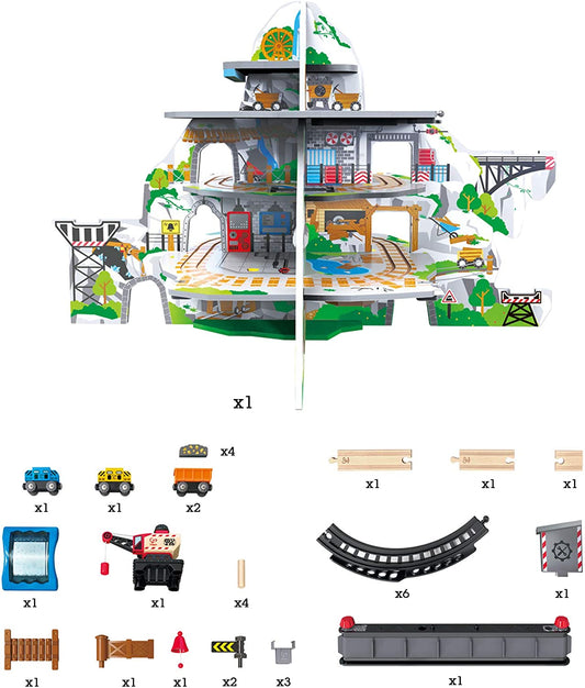 Hape - Juego de trenes de madera Mighty Mountain