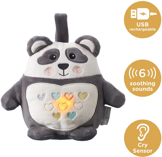 Tommee Tippee Grofriend Ayuda para dormir con luz y sonido para bebés, recargable por USB, sonidos relajantes, canciones de cuna y ruido blanco, sensor de llanto y luz nocturna, Pip the Panda