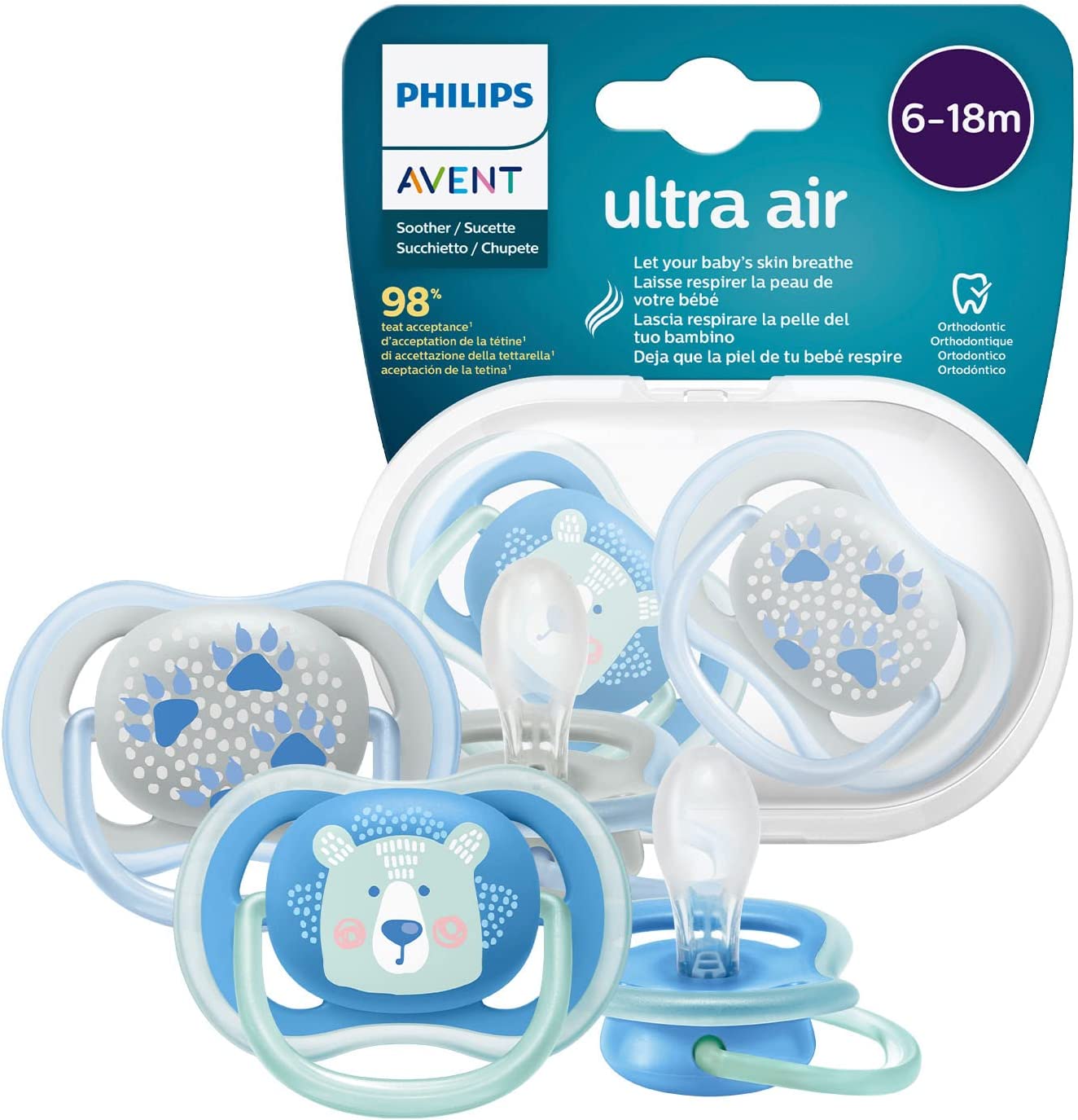 CHUPETE PHILIPS AVENT ULTRA AIR 0-6 MESES PACK 2