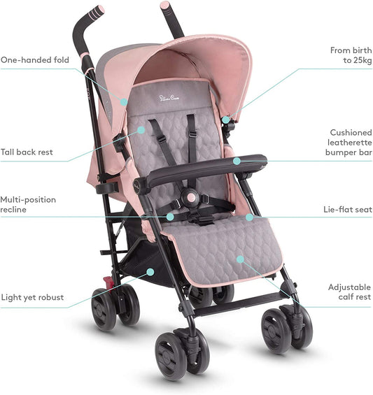 Silver Cross Pop carrinho de passeio, compacto e leve rosa