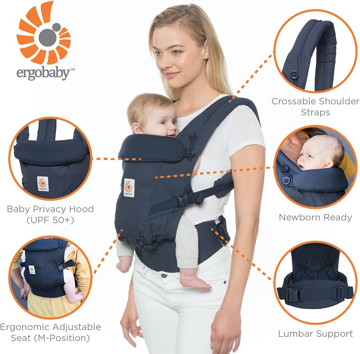 Ergobaby - Canguro Colección Adapt para Recién Nacido - (3,2-20 kg) - Azul Heritage