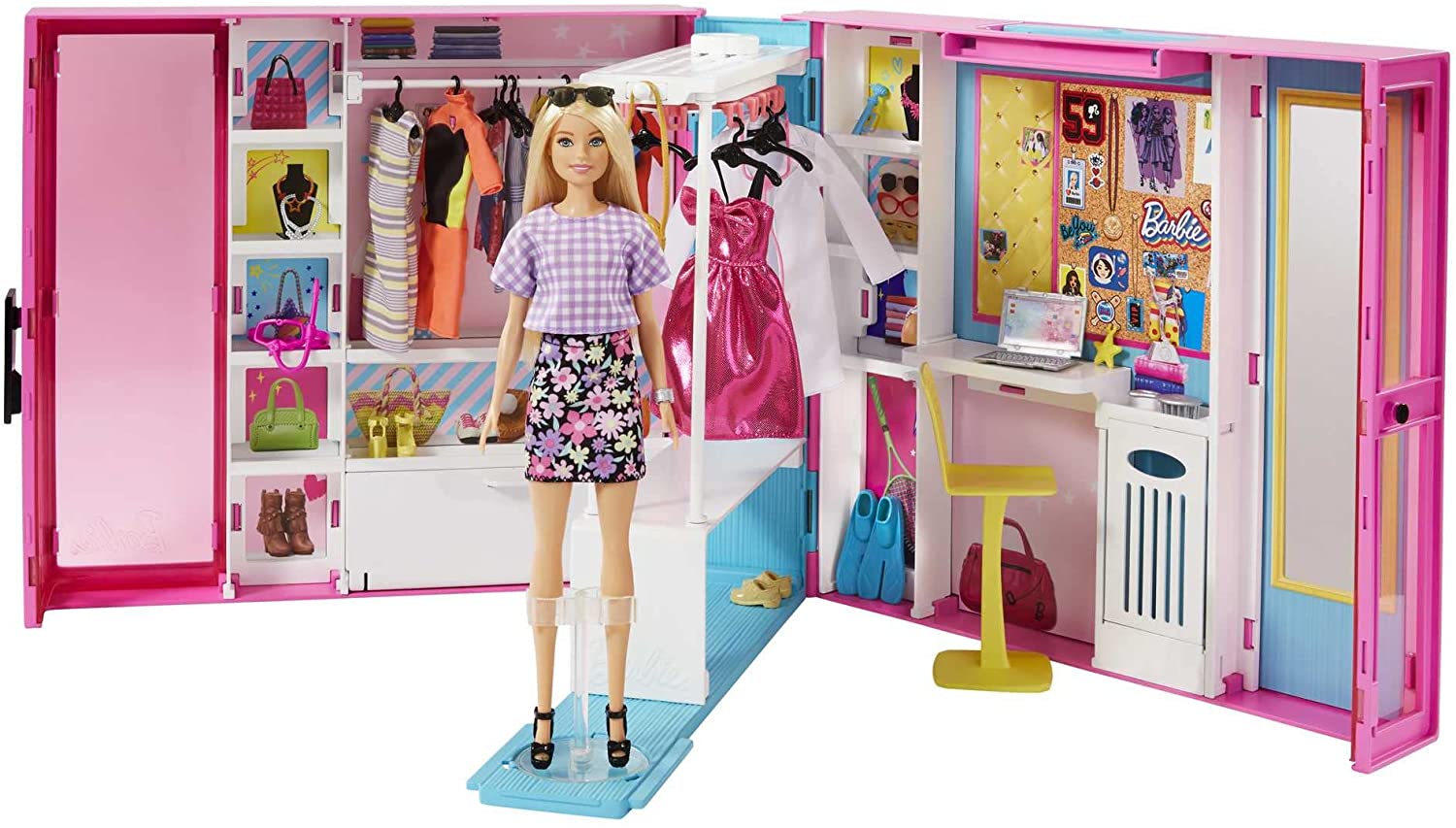 Conjunto Closet Armário De Luxo Da Boneca Menina Loira Barbie
