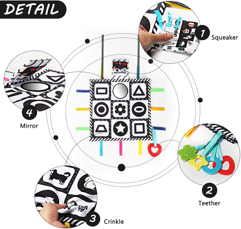 Teytoy - Tapetes de Barriga para Bebê de Alto Contraste - Preto e Branco