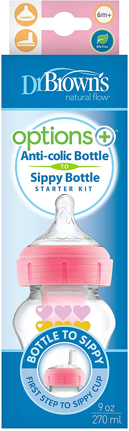 Dr Brown's Options Mamadeira de Transição 2 em 1 Rosa/Azul 270ml