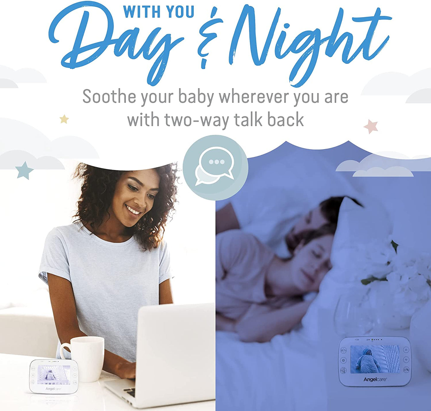 Angelcare Ac327 Babá Eletrônica com Monitor de Movimento 3 em 1 com vídeo