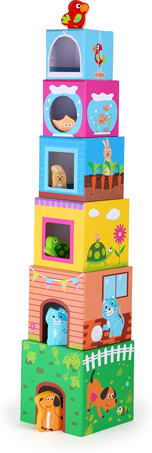 Small Foot Blocos de Madeira com Ilustração de Animais (de madeira)