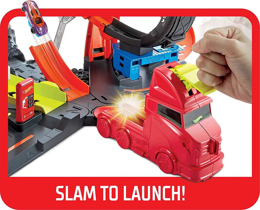 Estación de servicio y tienda de llantas Hot Wheels Toxic Gorilla Slam