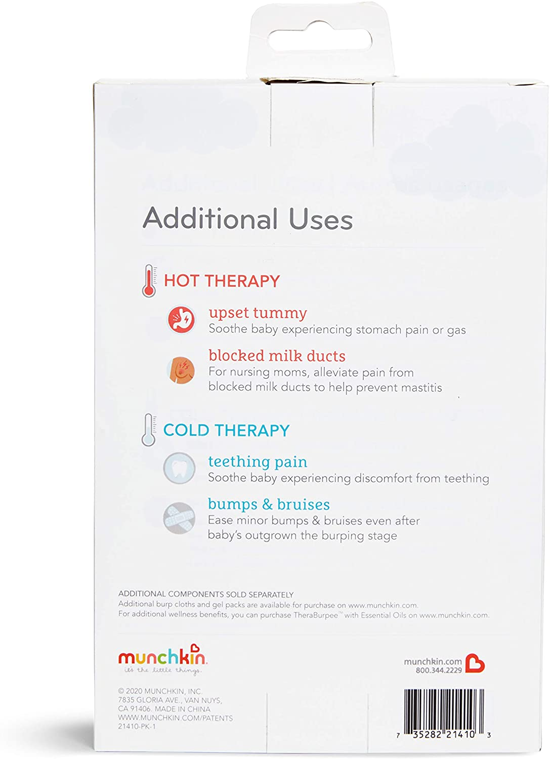 Munchkin Kit de resgate de febre e cólica TheraBurpee com panos de arroto de terapia de frio quente, multi, conjunto de 4 peças