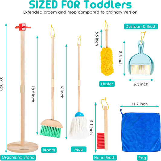 HELLOWOOD - Kit de limpieza para el hogar - Madera de haya auténtica - 3+