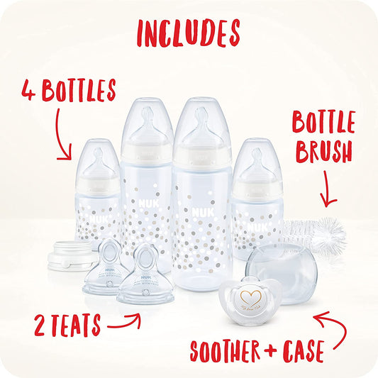 NUK - Conjunto de Mamadeiras Perfect Start First Choice+ - Estrela - Kit com 10 peças - (0-6 meses)