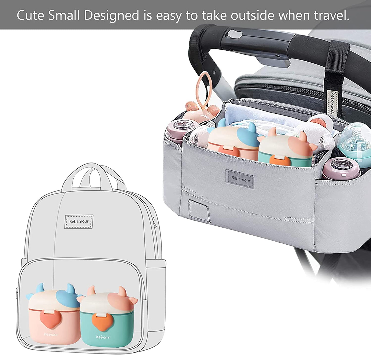 Bebamour - Recipiente de Leite em Pó Portátil Hermético c/ Colher e Nivelador 460ml - Azul