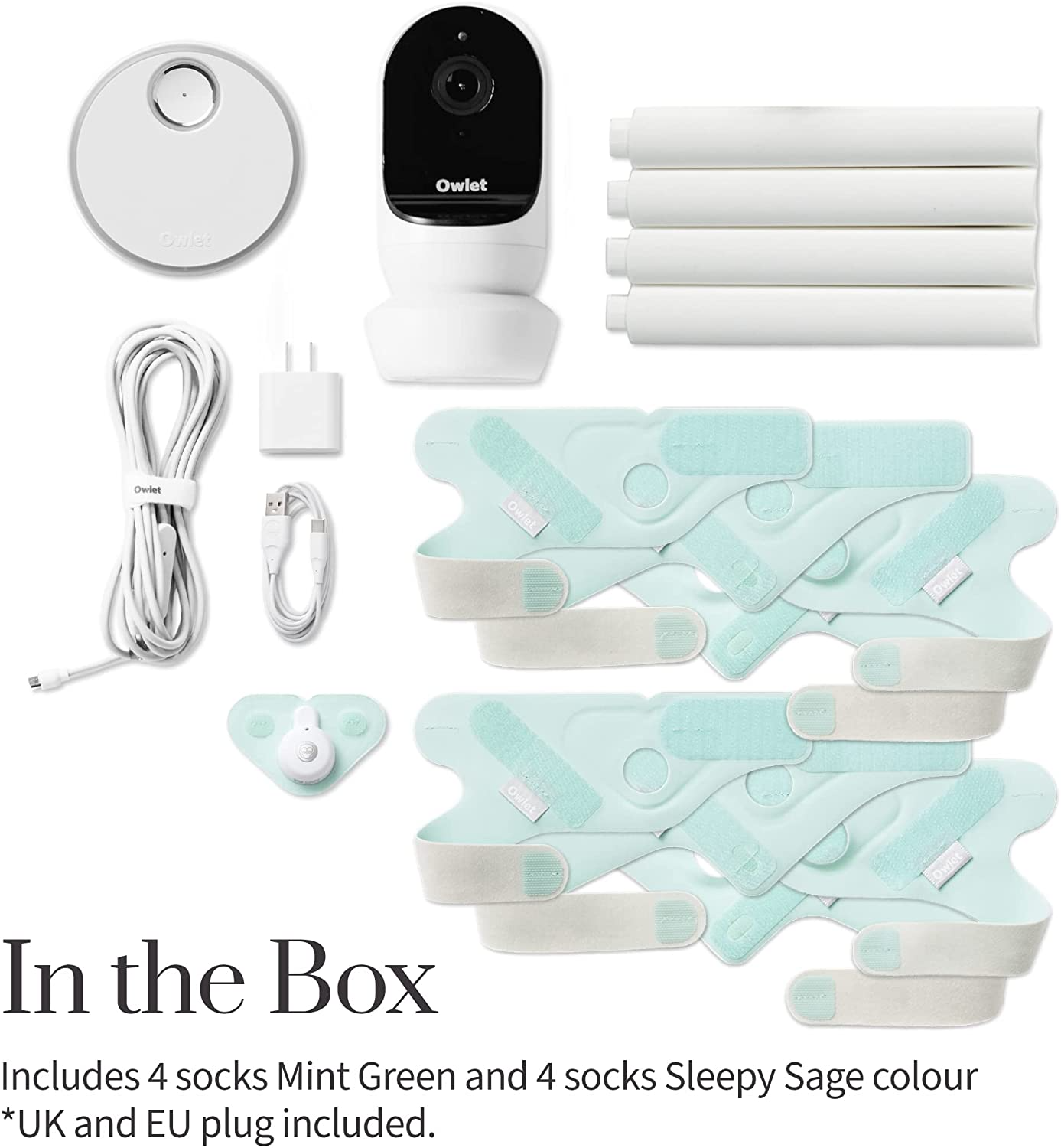 Owlet Monitor Duo - Cam e Smart Sock 3 - Baby Monitor com Câmera de Vídeo HD - Visão Noturna e Áudio - Rastreie Frequência Cardíaca, Oxigênio e Tendências do Sono (0 a 18 meses)