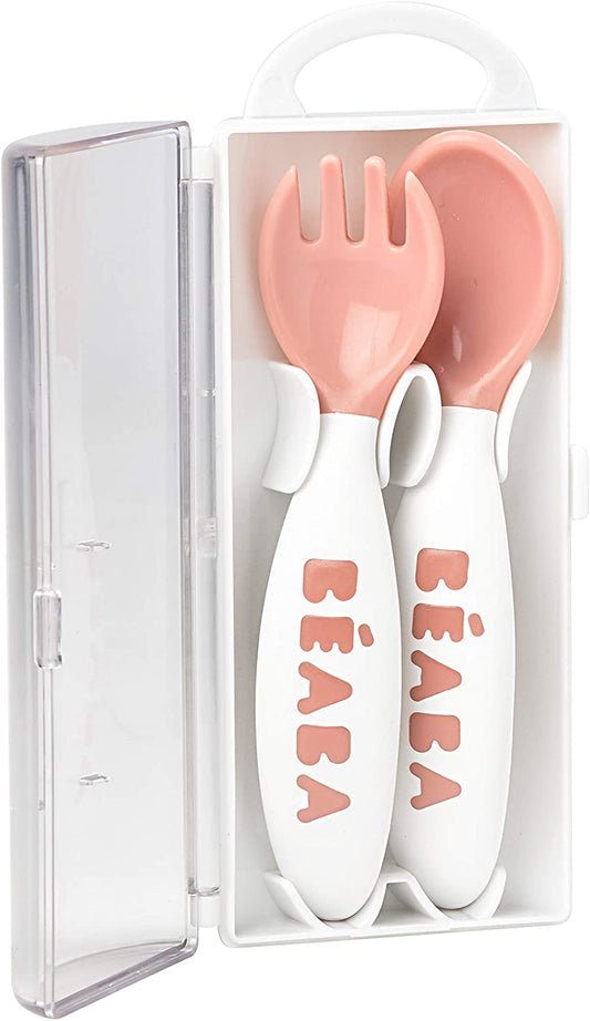 Conjunto Beaba de garfo e colher para treinamento da 2ª idade - Nude