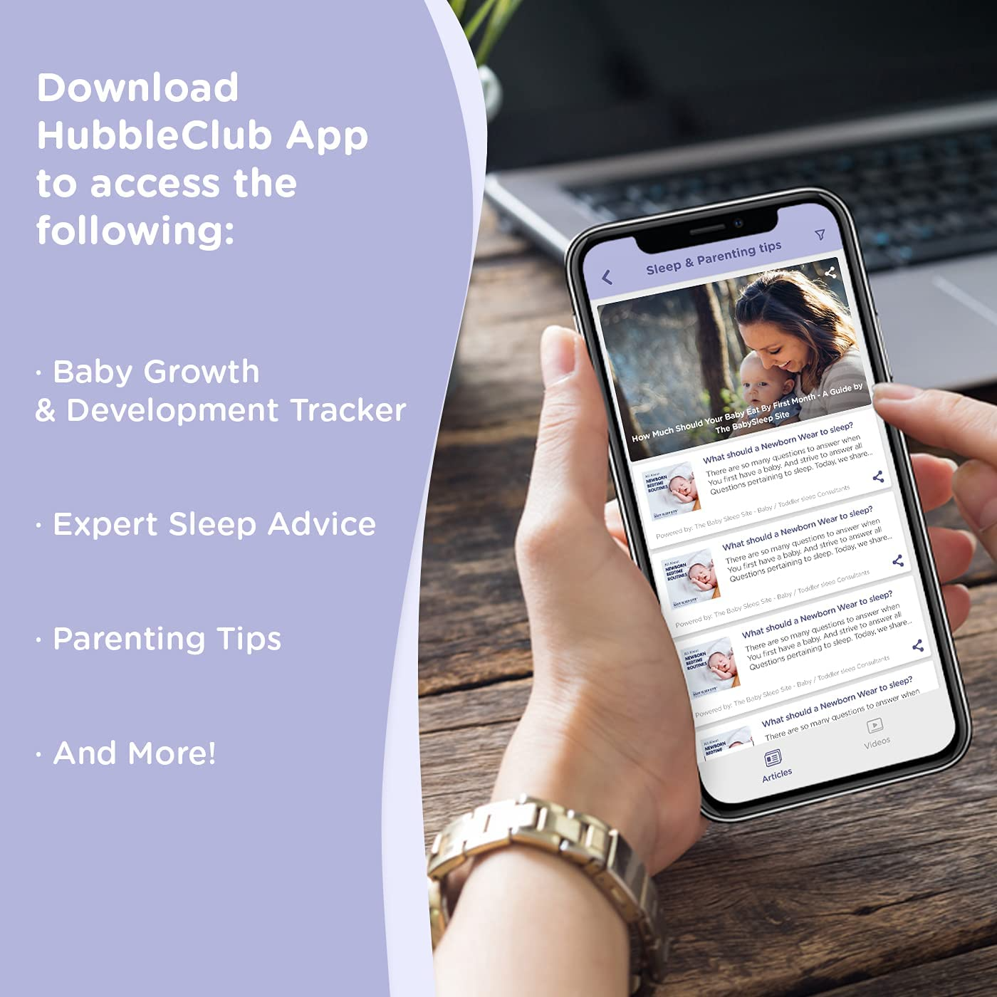 Hubble Umidificador inteligente Connected Mist 5 em 1 com difusor de aroma, alto-falante Bluetooth, luz noturna de 7 cores, umidificador de ar, relógio digital LED, até 10 horas de autonomia e aplicativo para smartphone