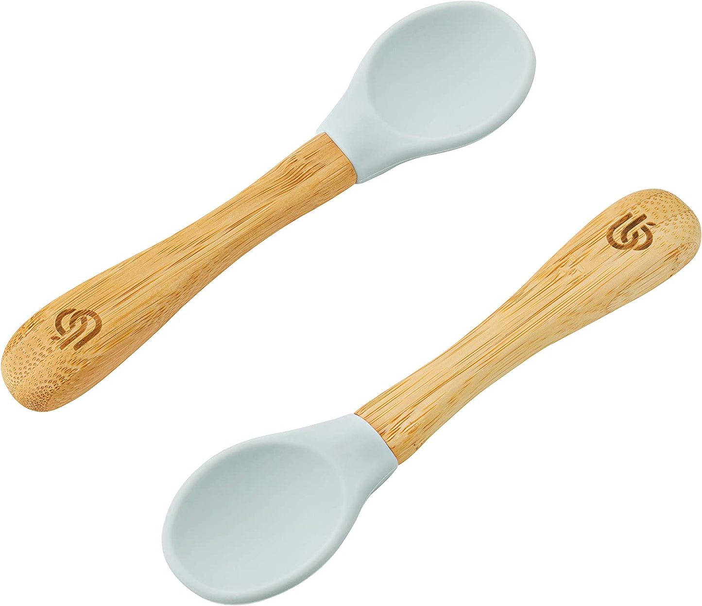 bamboo bamboo Bebês de Desmame para Colheres – Colheres de Bambu com Pontas de Silicone Curvas e Macias para Crianças e Bebês | Pontas de silicone removíveis | Utensílios ideais para o desmame do bebê (conjunto de 2, Cinza)