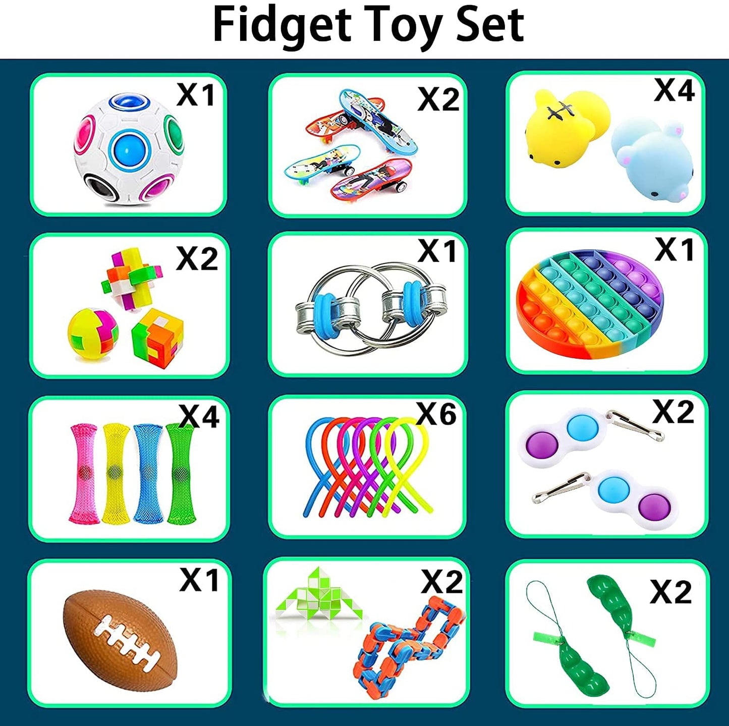 NBDN Fidget - Pacote de brinquedos sensoriais de 28 unidades para crianças e adultos