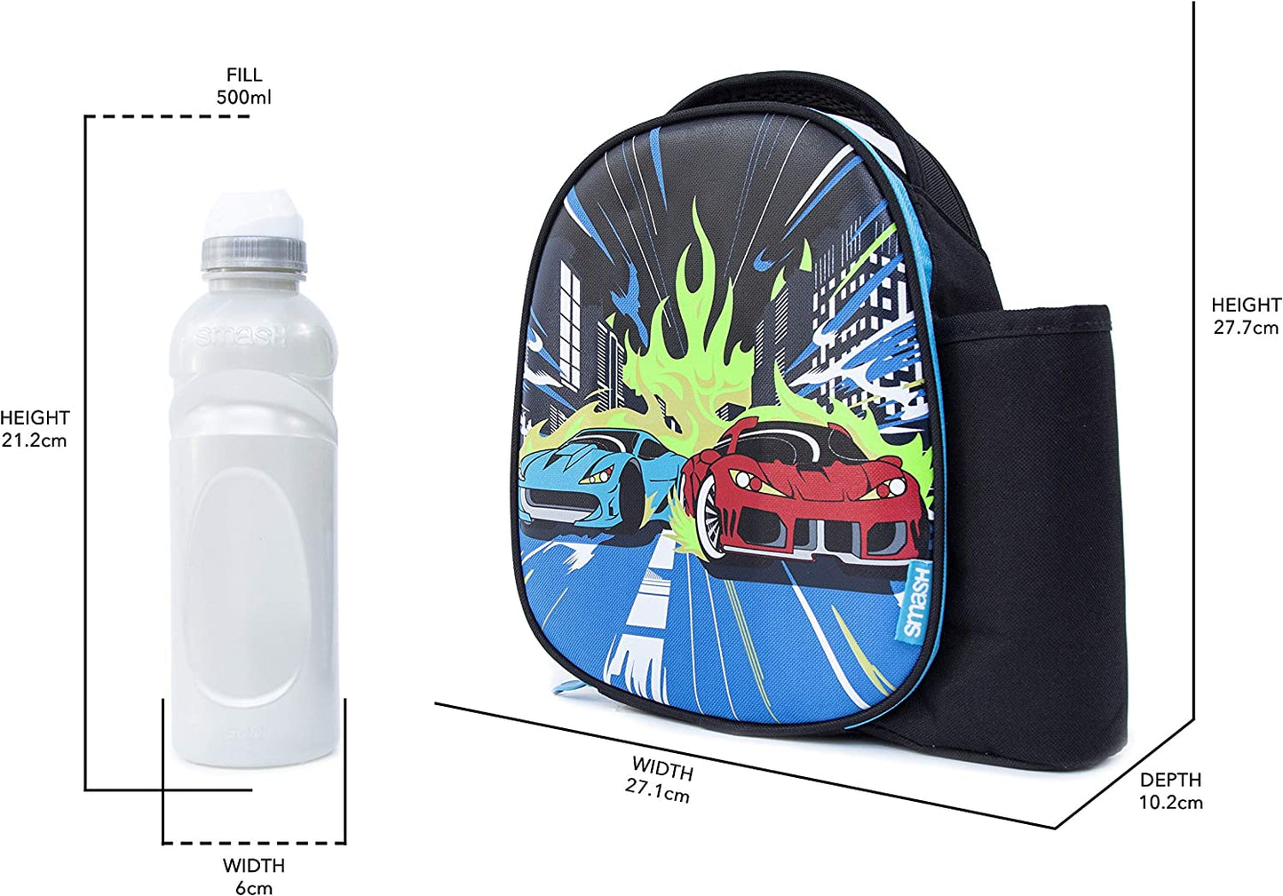 Smash 22834 Fiambrera y Botella, Poliéster, 500 mililitros, Multi