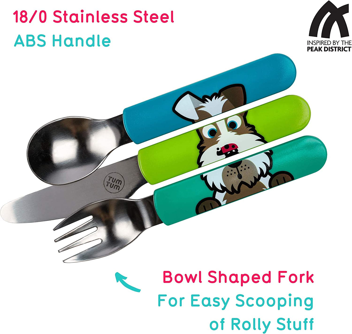 TUM TUM - Conjunto de talheres infantil com estojo de viagem 3 peças inoxidável