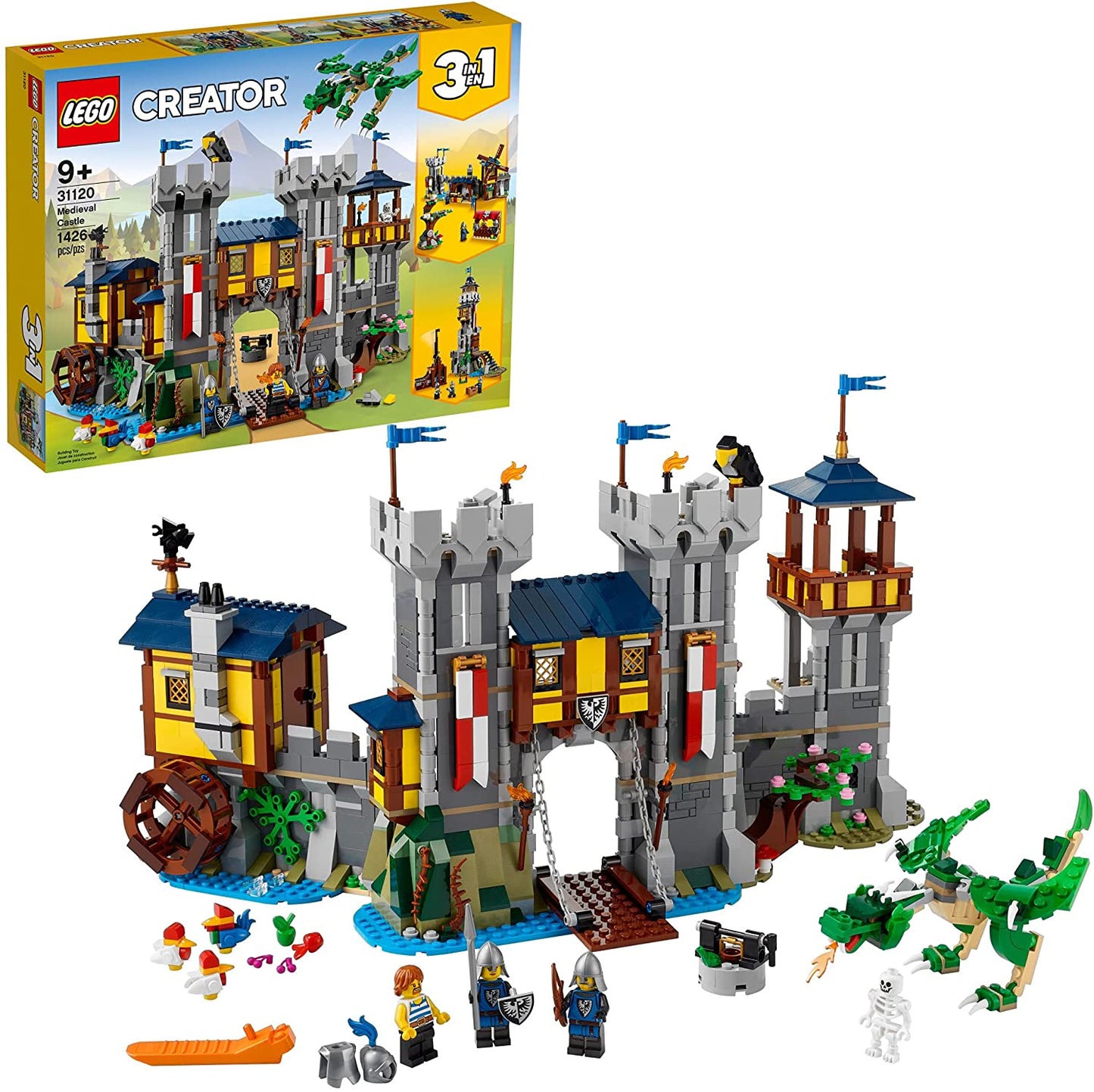 LEGO 31120 - Creator Set de Juguetes 3en1 Castillo Medieval y Dragón