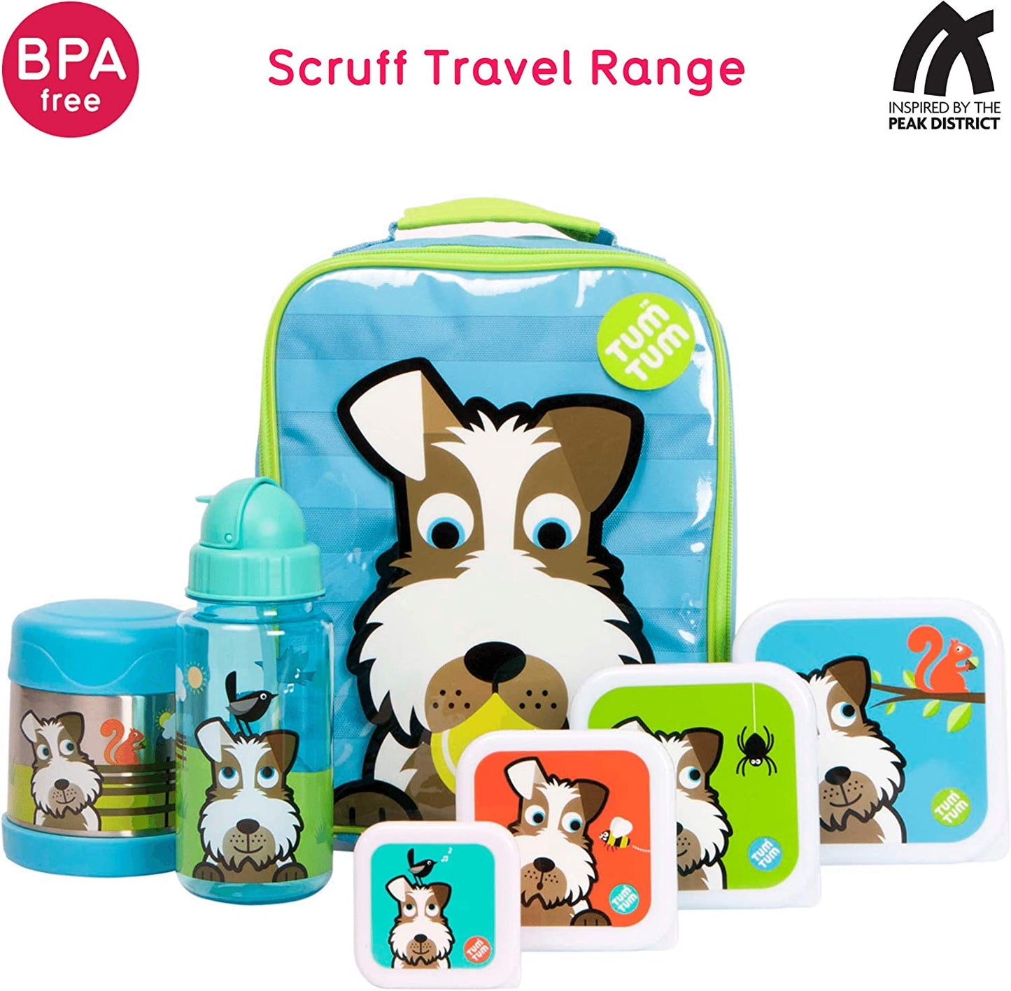 TUM TUM - Garrafa de água infantil flip top com canudo Scruff the Dog