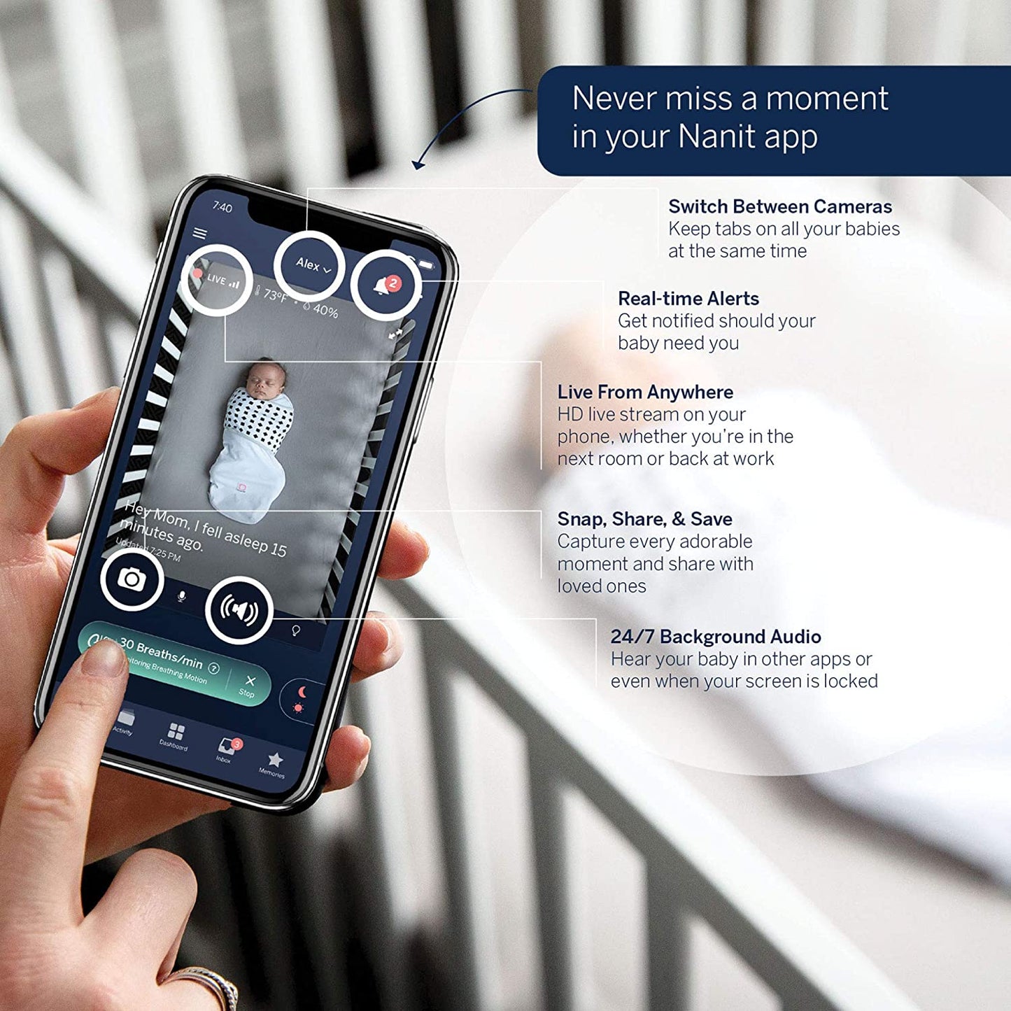 Nanit Pro Smart Babá Eletrônica e Suporte de Parede