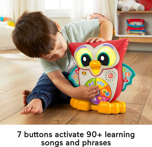 Fisher-Price Linkimals Light-Up & Learn Owl, juguete interactivo de aprendizaje musical con luces y movimiento para niños a partir de 18 meses