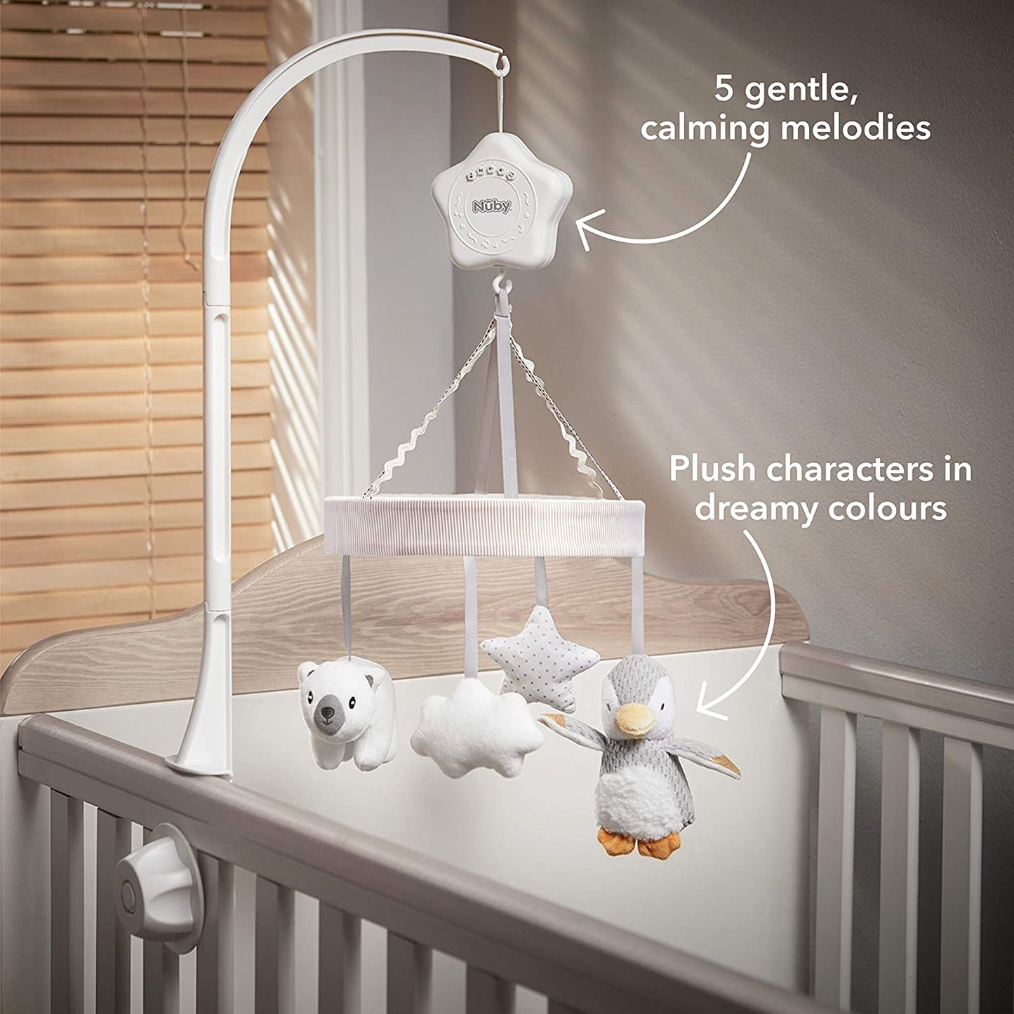 Móvil para cuna de bebé Nuby con brazo ajustable