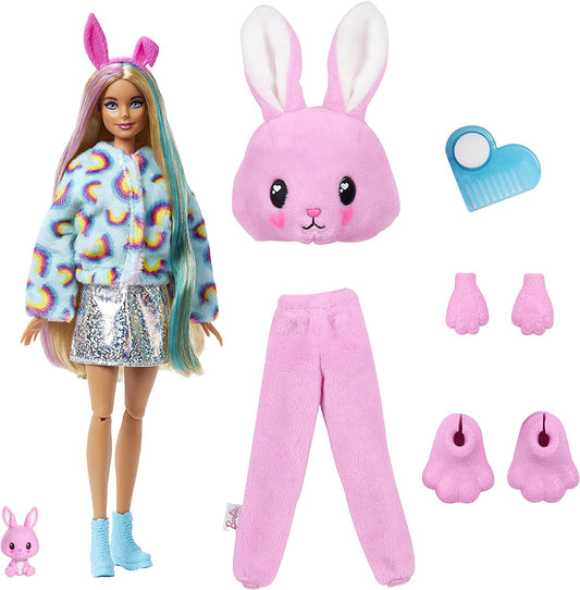 Barbie - Disfraz de Coneja Rosa con Mini Mascota y Cambio de Color 3+