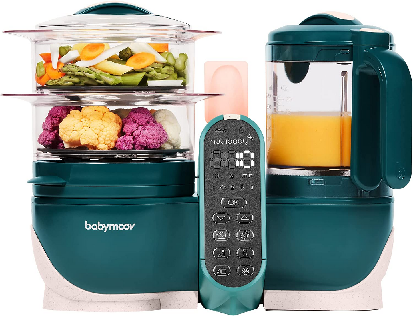 Babymoov Nutribaby Plus 6 em 1 Baby Food Maker, liquidificador e vaporizador de comida para bebê