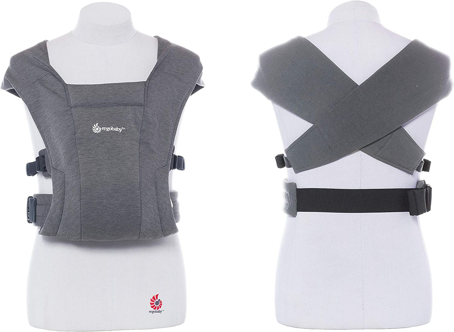 Ergobaby Hug Mochila Portabebés para recién nacido desde el nacimiento con reposacabezas, extra suave y ergonómica, gris jaspeado
