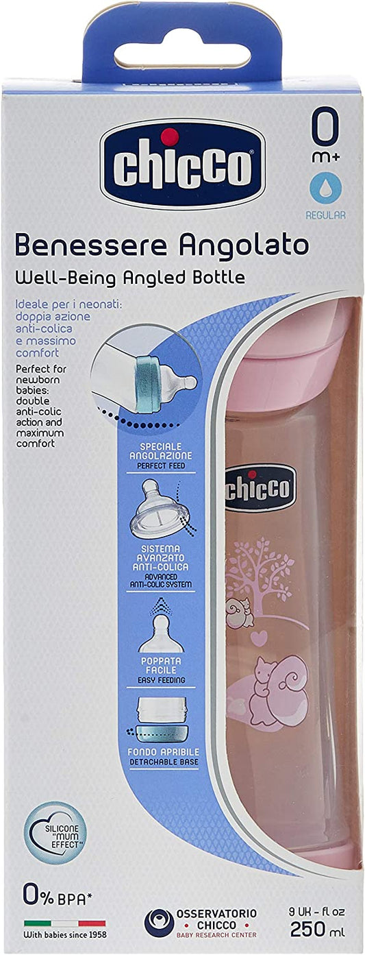 Chicco - Mamadeira Well-Being Silicone 250ml - Rosa