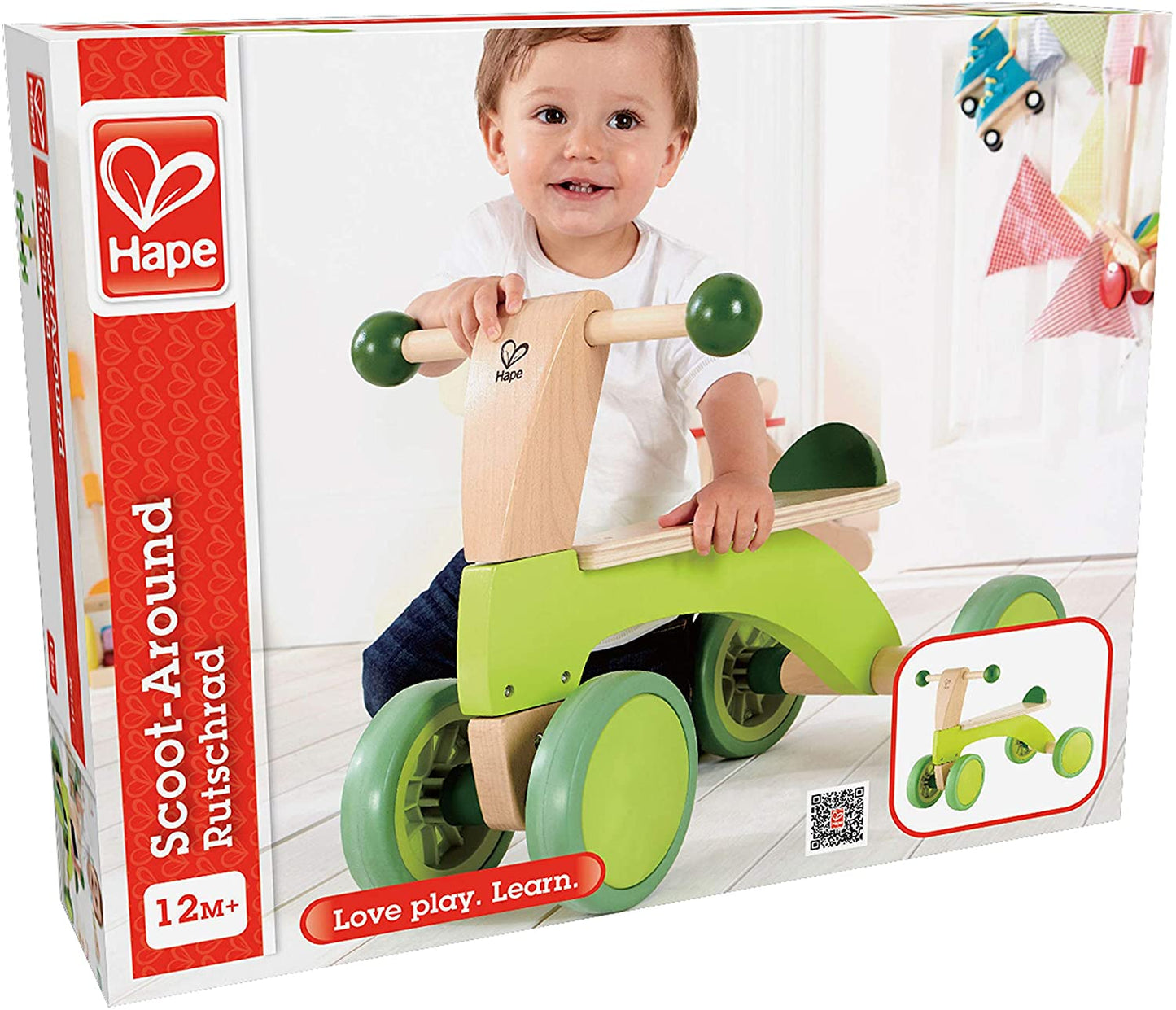 Hape - Bicicleta Push Along de Madeira - Adequada para 12 meses ou mais