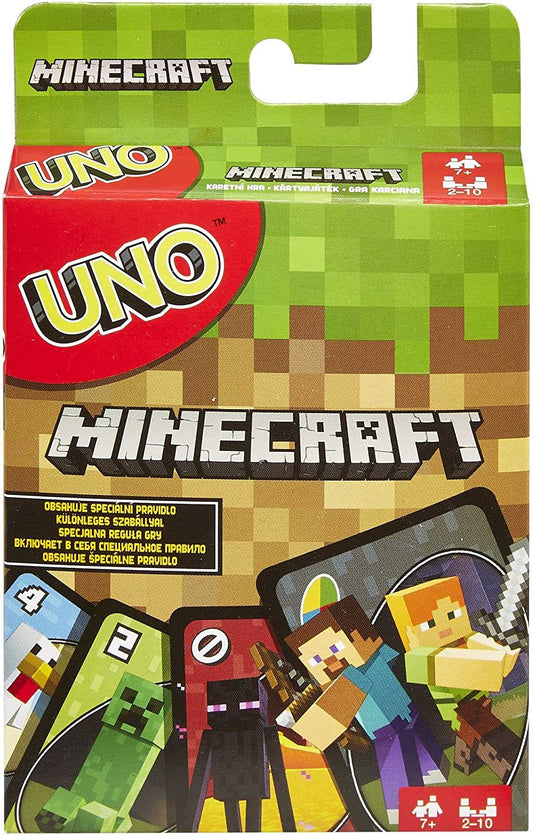 UNO Minecraft Card Game de videogame Deck de colecionador com tema 112 cartas com imagens de personagens, presente para fãs de 7 anos ou mais - FPD61