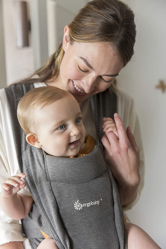 Ergobaby Abrace porta-bebês para recém-nascidos desde o nascimento com apoio de cabeça, extra macio e ergonômico, cinza urze
