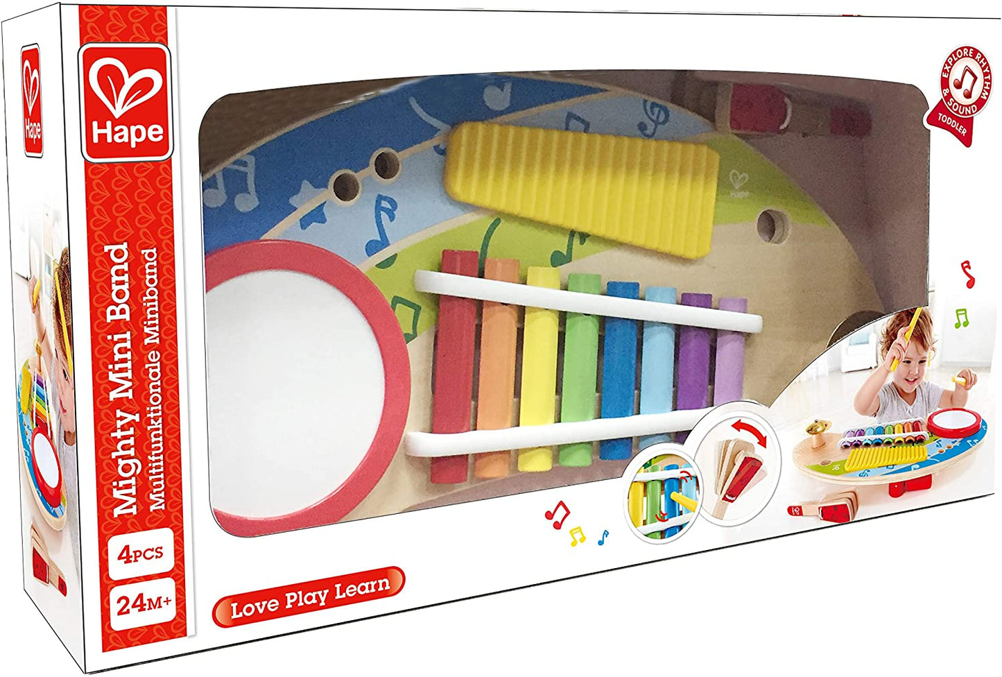 Hape - Mini Banda - Tábua de instrumento musical de madeira tudo em um