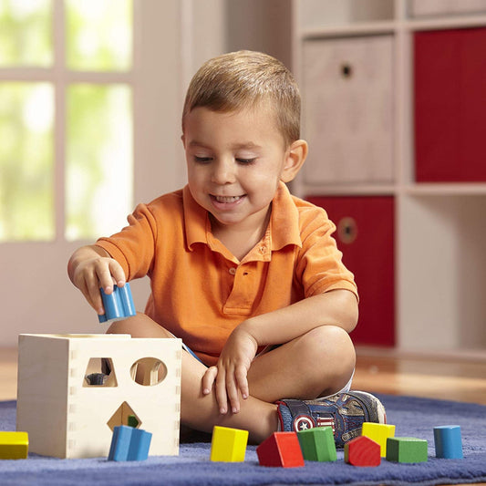 Melissa & Doug Cubo clasificador de formas - Juguete de desarrollo y habilidades motoras