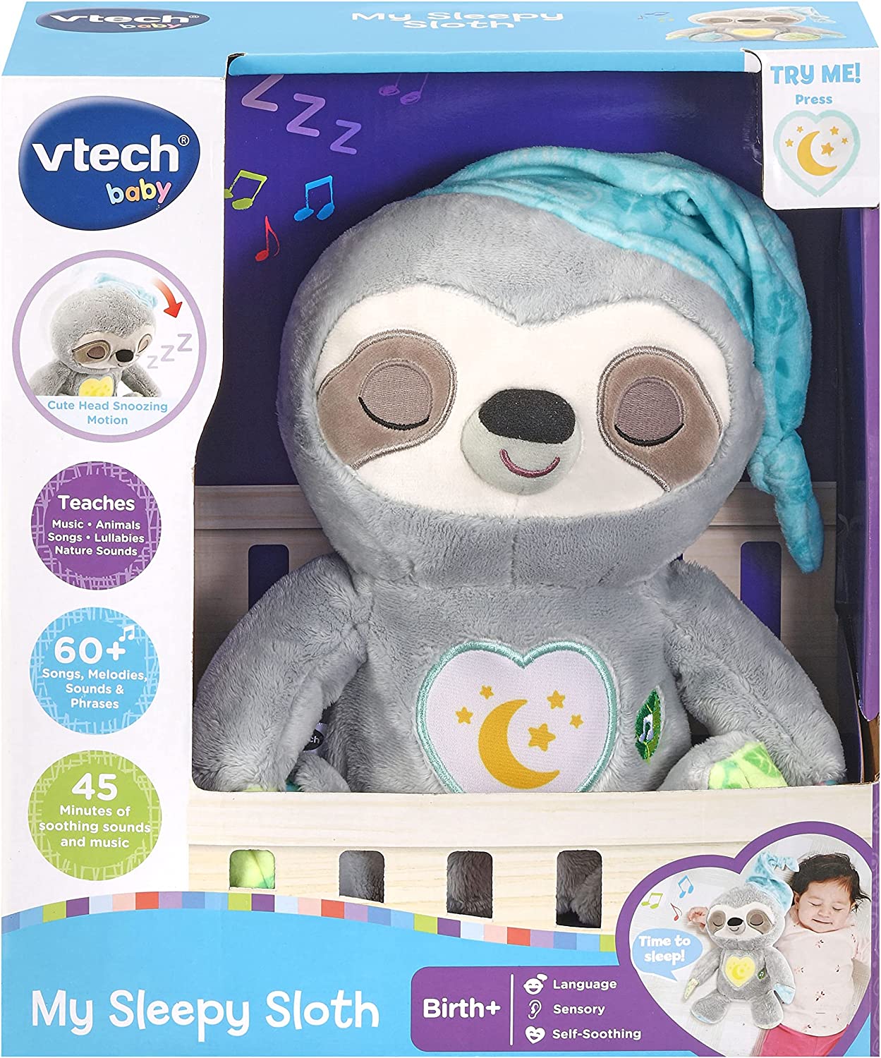 Peluche Vtech Mi Perezoso Dormilón con Luces y Música Relajante