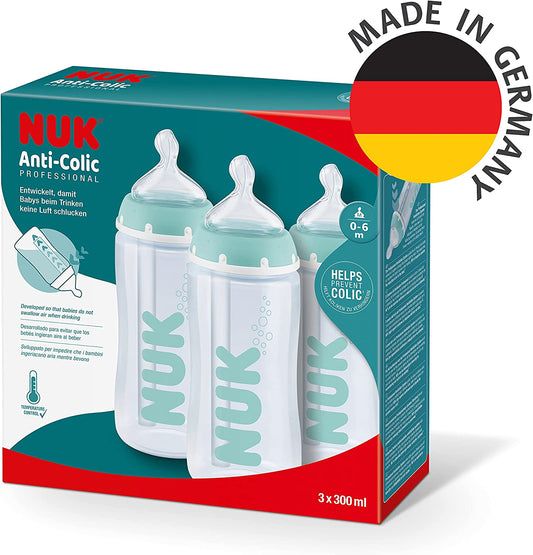 NUK First Choice+ Professional Kit de Mamadeiras Anti-Cólica com Controle de Temperatura 0-6 meses 3x 300ml