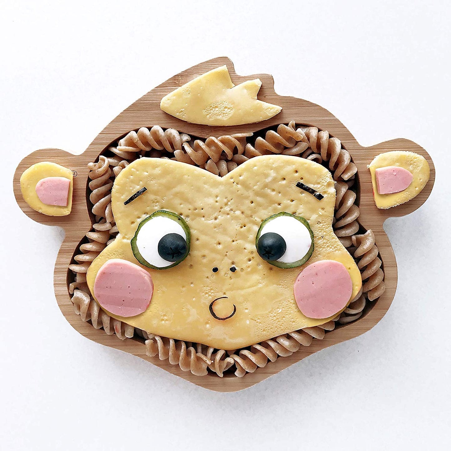 bamboo bamboo Placa de Bambu para Bebês – Crianças e Crianças com Ventosa para Bebês | Não Tóxico | Legal ao toque | Ideal para Baby-Led Weaning (Monkey, Laranja)