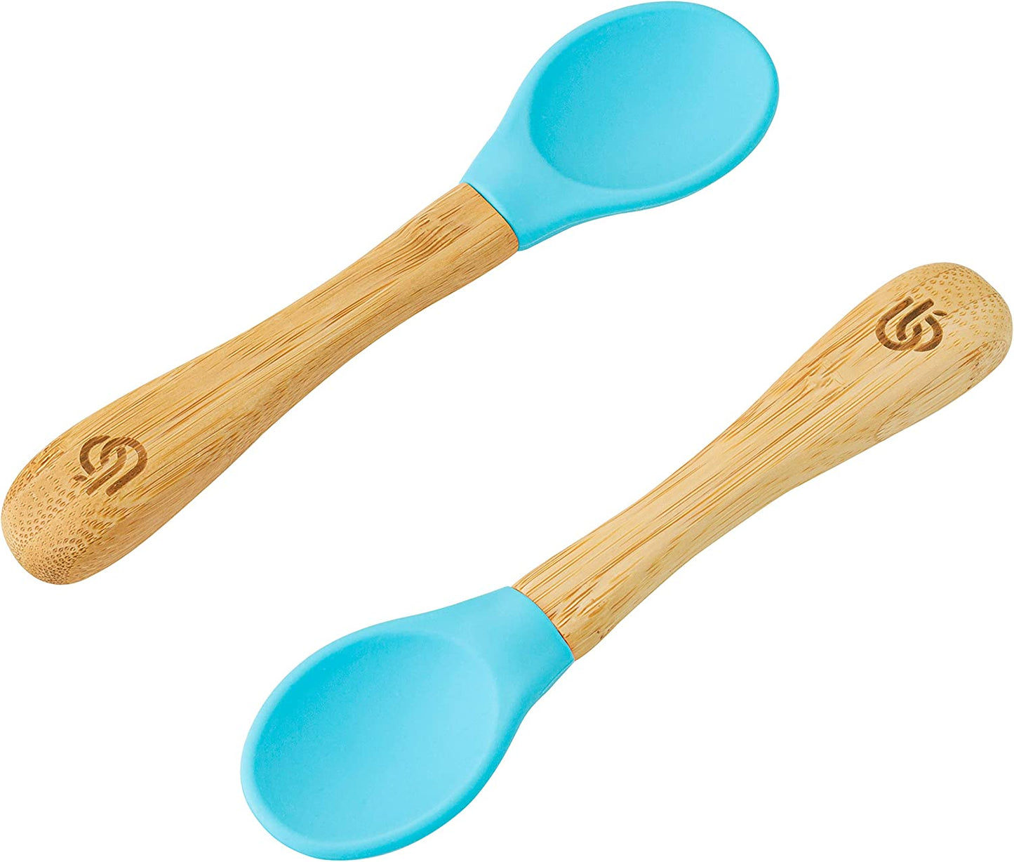 bamboo bamboo Bebês de Desmame para Colheres – Colheres de Bambu com Pontas de Silicone Curvas e Macias para Crianças e Bebês | Pontas de silicone removíveis | Utensílios ideais para o desmame do bebê (conjunto de 2, Azul)