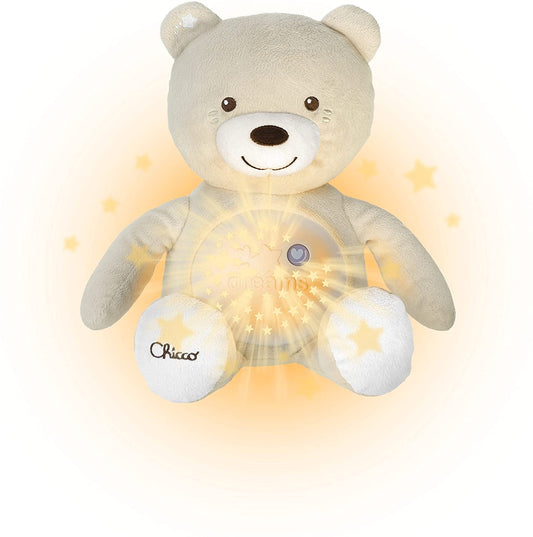 Chicco First Dreams -  Bebê urso rosa musical com luz noturna - Brinquedo pelúcia