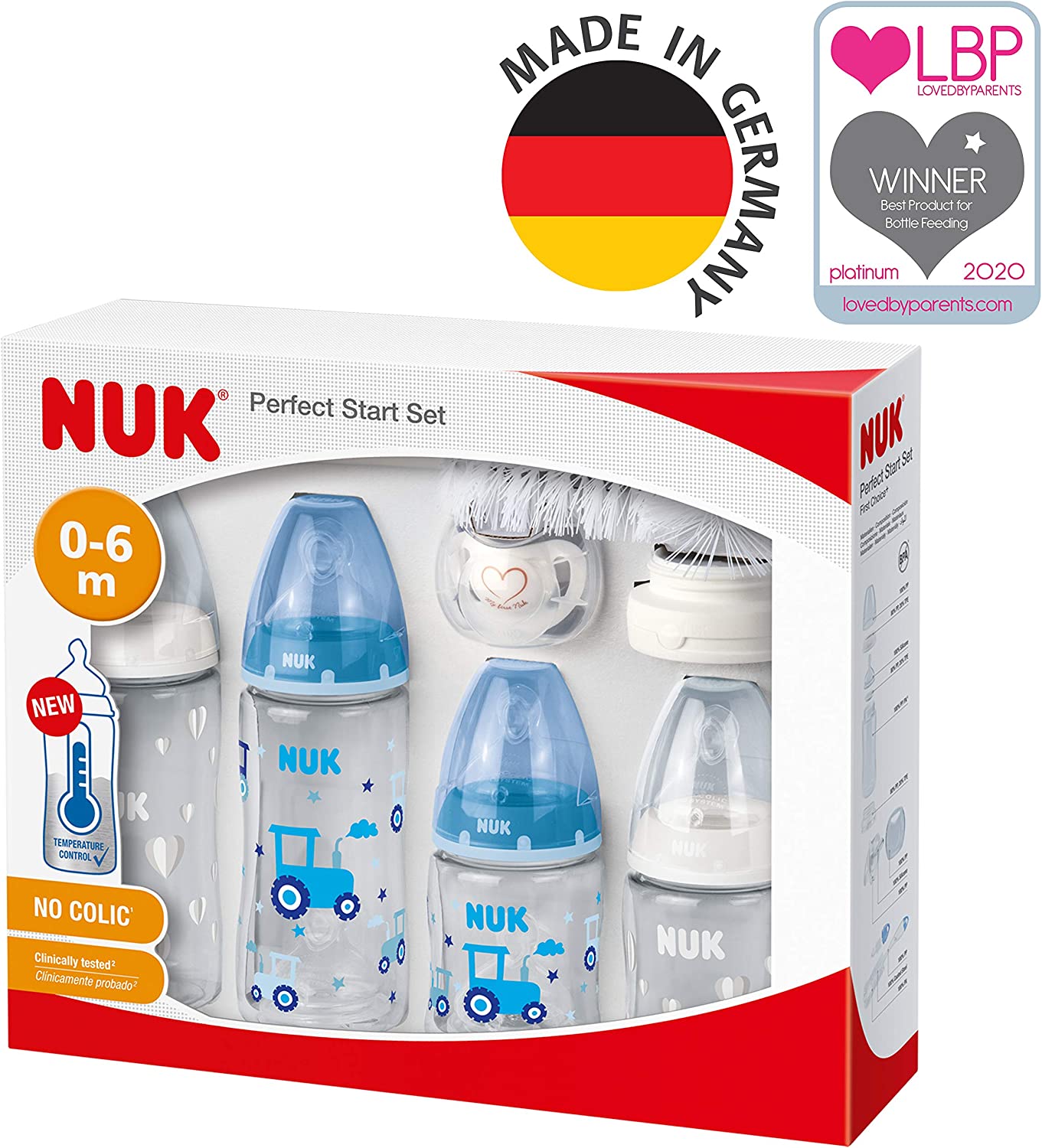 NUK - Set de biberones Perfect Start First Choice+ - Niño - Kit con 10 piezas - (0-6 meses)