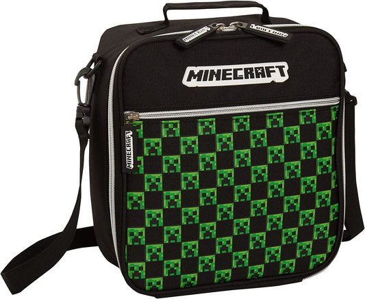 Minecraft  Lancheira com bolso frontal com zíper removível alça de ombro adultos crianças creeper gamer escola isolada luchbox