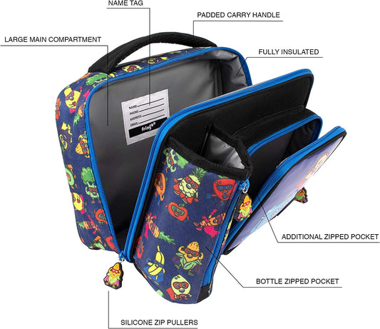 Fringoo - Bolsa de almuerzo cuadrada para niños de gran capacidad | Fiambrera pequeña con bolsa térmica para niños | Perfecta como lonchera escolar para niños - de Comida Heróis