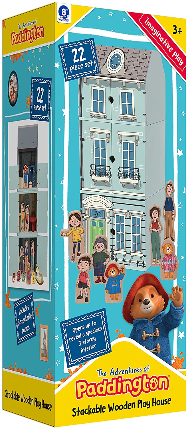 Paddington Playhouse Bear 157A Juego de casa de juegos de madera, 22 piezas