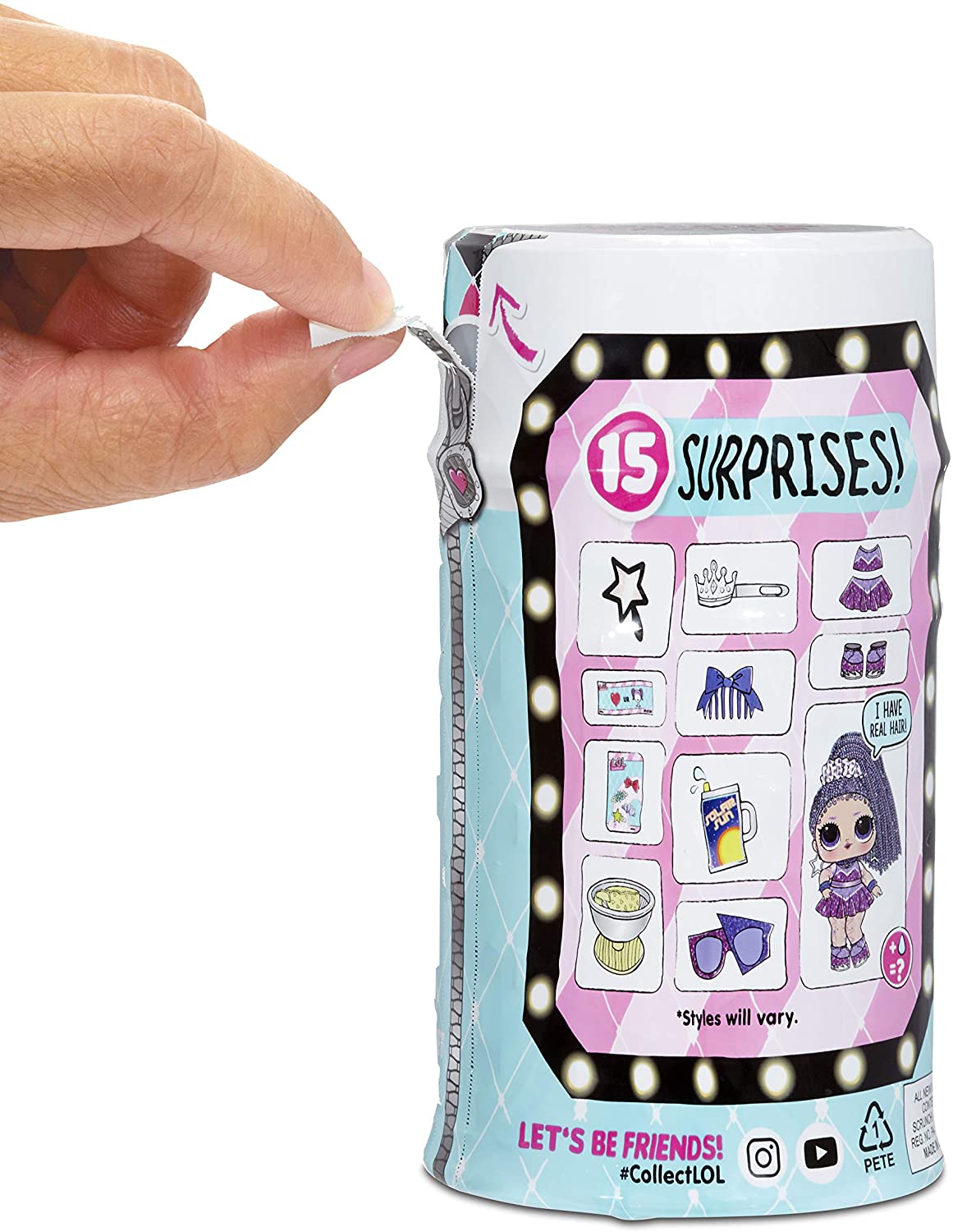 LOL Surprise - Boneca com 15 surpresa, cabelo real e acessórios - divertido efeito de mudança de cor