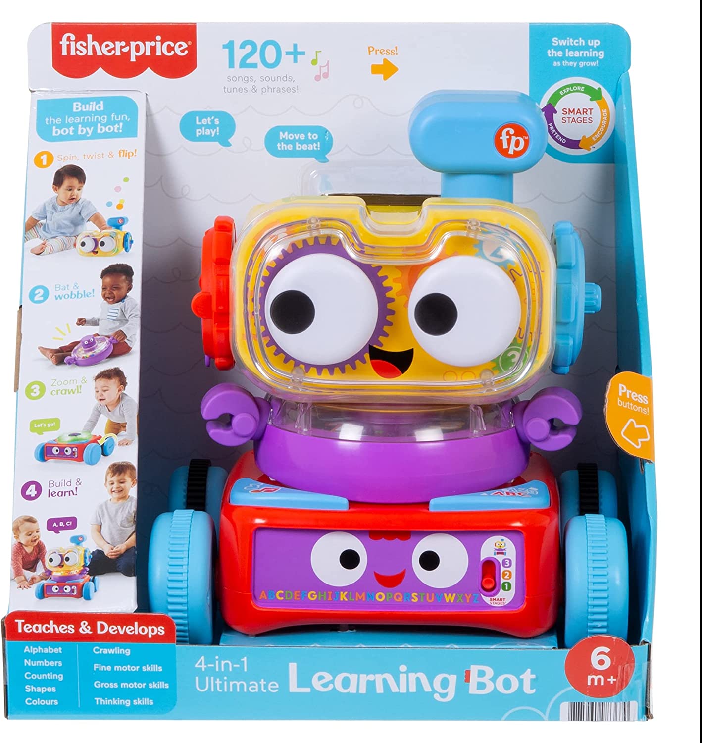 Fisher-Price Ultimate 4 em 1 Robô de Atividade Engatinhar com Luzes, Música e Educacional