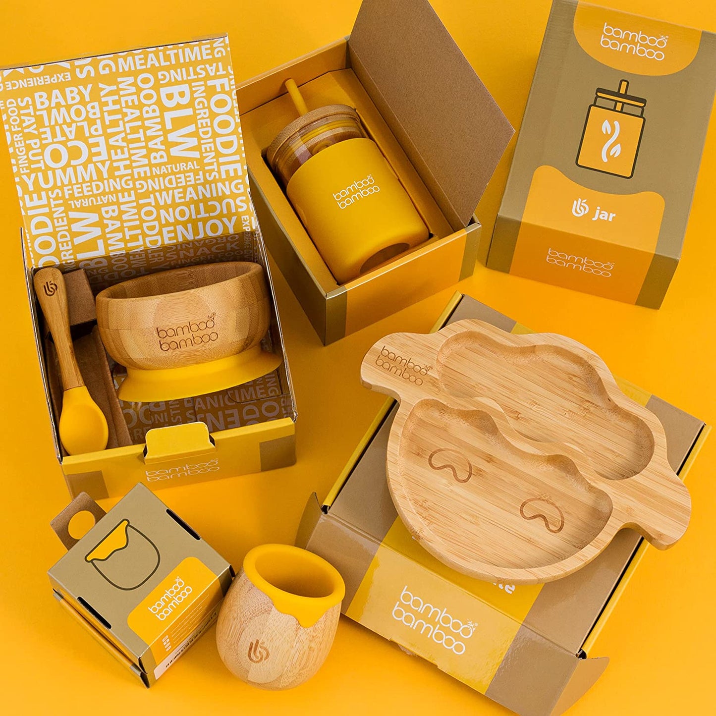 bamboo bamboo Placa de Bambu para Bebês – Crianças e Crianças com Ventosa para Bebês | Não Tóxico | Legal ao toque | Ideal para Baby-Led Weaning (Cordeiro, Amarela)